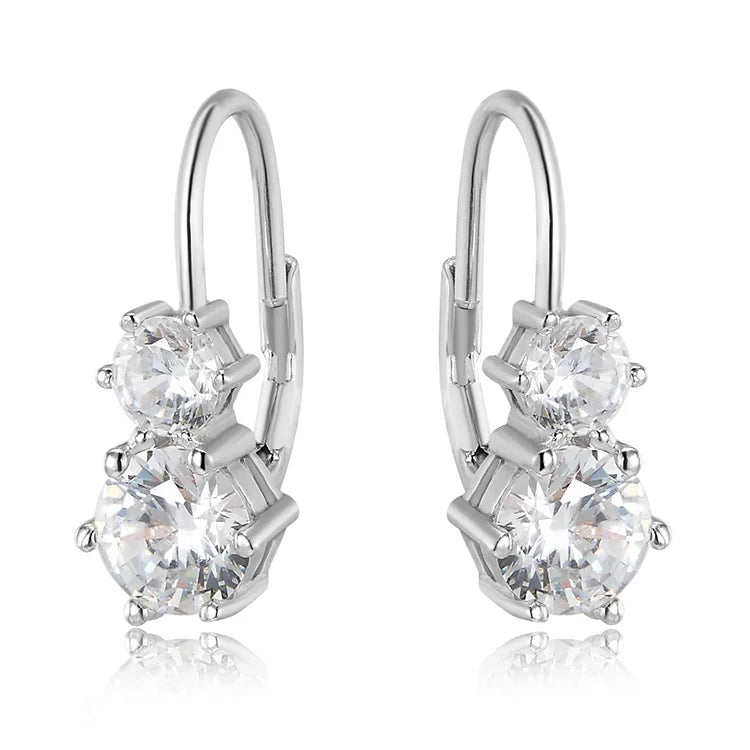 925 Sterling Silver High-End Lock Double Diamond Earrings Gold Plating Trendy Leverback Design for Weddings France Style Clip-On