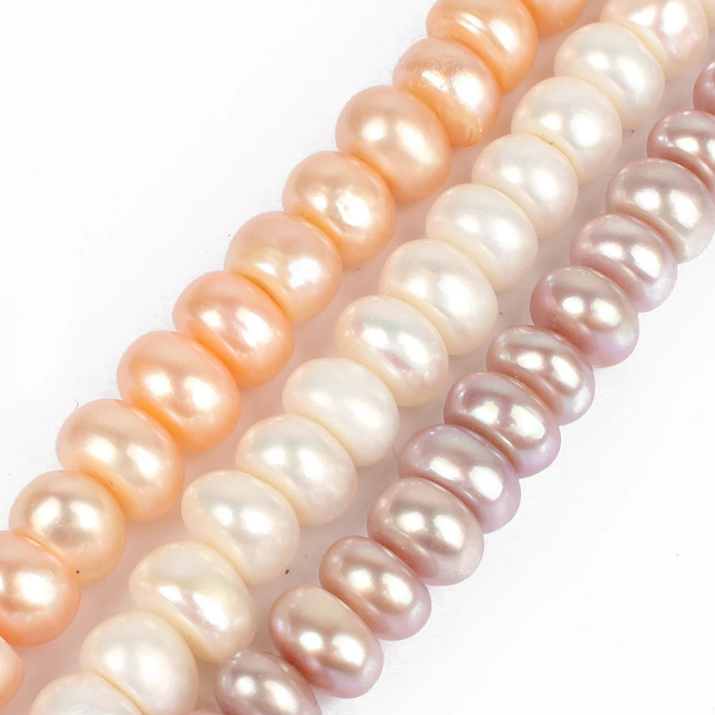 New Arrival 8-9mm White/Pink/Purple Oblate Shape Freshwater Pearl Beads Natural Loose Pearls for Wholesale Jewelry Making DIY
