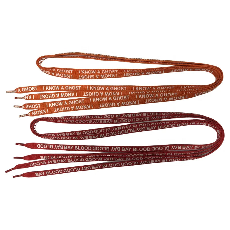 Morecredit Best Selling 120cm Polyester Shoelaces Custom Printed Logo Flat Shoelace Shoe Laces Buckle Factory