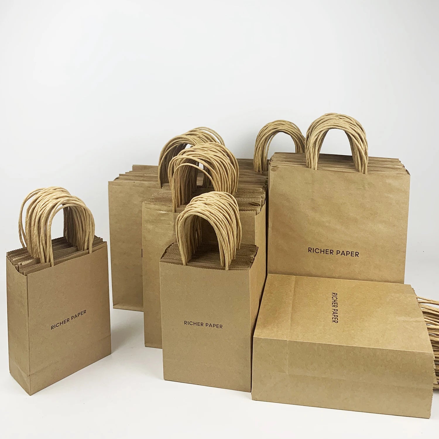 Wholesale Bread Luxury Kraft Paper Packaging Bag Tote Bag Custom Logo Brown Kraft Paper Shopping Bags for Food Take Away