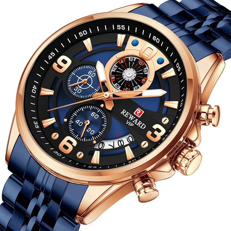 Reward Luxury Stainless Steel Chronograph Men Wrist Quartz Watch Manufacturer Wholesale Custom OEM ODM Alloy Wristwatch Montre