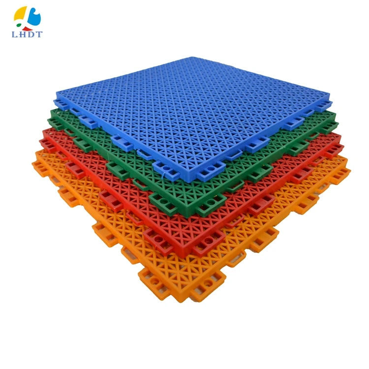 Modular Plastic Click Flooring Court System for Basketball Badminton Logo Lines LHDT-3006 Sports Ground with Artificial Grass
