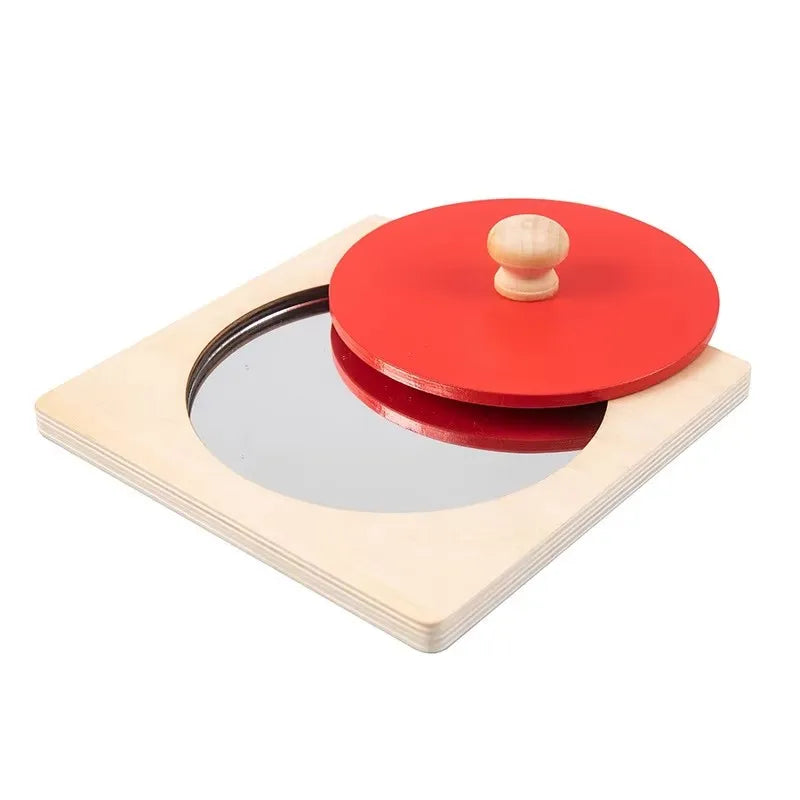 Wooden Peekaboo Knob Mirror Puzzle Montessori Educational Shape Matching Toys for Kids