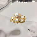 18k Gold Plated Luxury Snake Ring Natural Freshwater Pearl Ring Jewelry Women