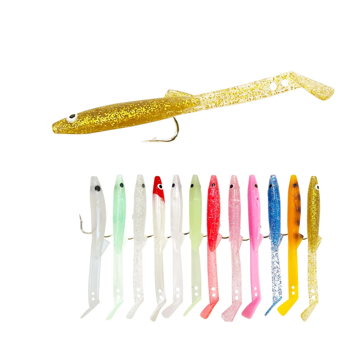 Soft Sea Eel  False Bait Paddle Tail Fishing Bait with Hook 115mm 5.8g 3pcs/box  Sea Bass Lure Sandeel with Hooks Fishing Lure