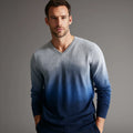 2025 Men's Luxury Soft Gradient Cashmere Blend V-Neck Pullover Breathable and Anti-Wrinkle Knitwear for Autumn