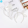 Women Big Pearls Elegant Headband Headwear Cute Cat Ear Hair Hoop Bezel for Girls