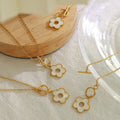 Dainty Women 18K Stainless Steel OT Buckle White Flower Pendant Seashell Charms Gold Necklace Collares Para Mujer
