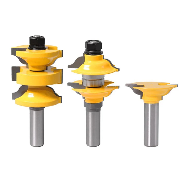 1/2" 12.7mm Shank 3pcs Width Stile & Rail Assembles Raised Panel Router Bits Woodworking Milling Cutter Set