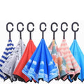 New Arrival Reverse Inverted Car Umbrellas Upside Down Long Handle Umbrella Automatic C Shape Handle Advertising Umbrella