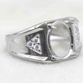 Sterling Silver 8*11mm Semi Mount Men's Ring Frame Empty Blank Claw Setting S925 Base Holder Without Center Stone for DIY Inlay