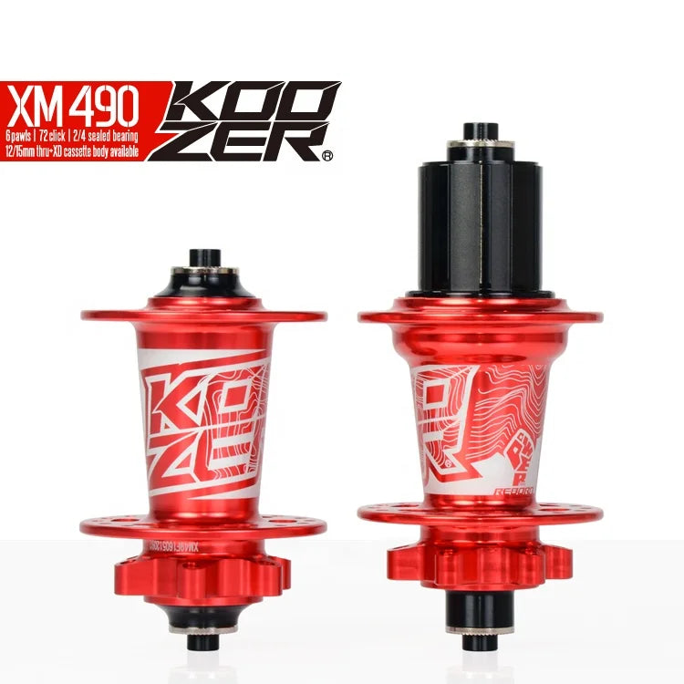KOOZER XM490 Front Bicycle Hubs 6-Claw 72-Ring Hub with 4 Quick Release Barrel Shaft and 28/32/36-Hole Bearings"