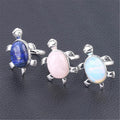 Fashion Crystal Natural Stone Turtle Adjustable Ring Magic Cute Energy Reiki Healing Amulet Jewelry