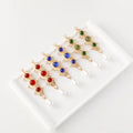 Vintage Colorful Glass Geometric Drop Earrings Long Pearl Water Drop Dangle Earrings Women Jewelry