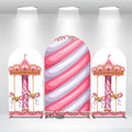 Custom 3*6ft 4*7ft Portable Straight Pink Carousel Happy Birthday Wedding Arch Backdrop Stand Cover