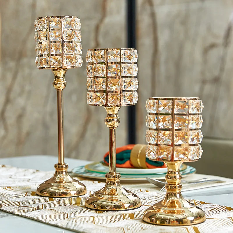 Nordic Luxury Crystal Candle Holder Golden Light Romantic Feather Design for Home Living Room Dining Ceramic Porcelain Vases