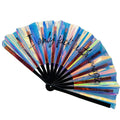 Wholesale 13 Inch Bamboo Large Hand Fan Good Quality Holographic Rave Design Carved Technique for Promotional Gifts Low MOQ
