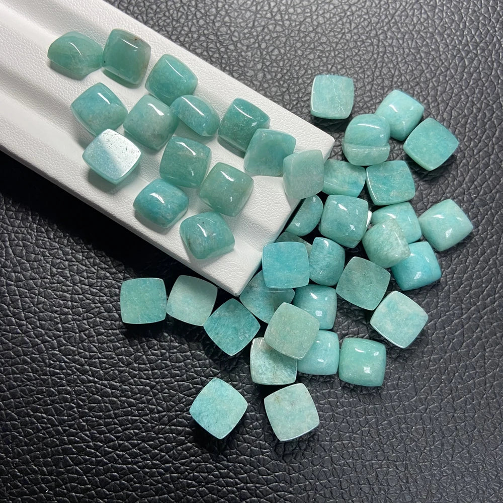 Flat Bottom Square Cabochon 10x10mm Original 100% Natural Green Amazonite Loose Gemstones