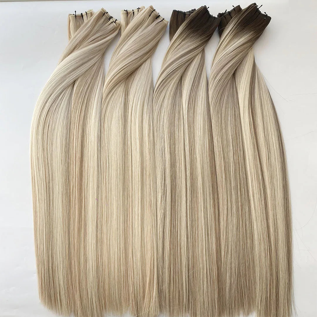 2026 Best Invisible Genius Weft Raw Human Hair Extensions Light Color Cabello Natural Remy Genius Weft Hair Extensions