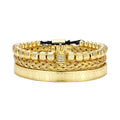 Wholesale Luxury Royal CZ King Crown Men Bracelets 3pcs/Set Fashionable Roman Numeral Braided Adjustable Cuff Pulseiras for