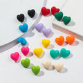 New Fashion Student Jewelry Earrings Accessories Chubby Heart Pendant Sweet Summer Colored Acrylic Heart Stud Earrings for Girls