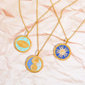 Tarot Brand Necklace Round Brand Pendant Sweater Chain Stainless Steel Plated True Gold Color Preservation Vintage Neckchain