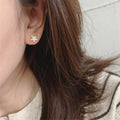 2025 Women White Cz Women Gold Plating Flower Stud Earrings