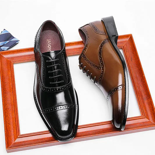 Business Breathable Party Wedding New Custom logo Genuine Cow Leather slip on  Oxford Dress Shoes for Men
