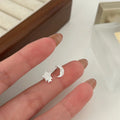 Fashion 925 Sterling Silver Clear Zircon Star Moon Shape Stud Earrings for Women Gifts Jewelry