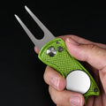 Golf Divot Repair Tool Steel Foldable Golf Repair Tool Magnetic Golf Ball Marker Tool with Pop up Button