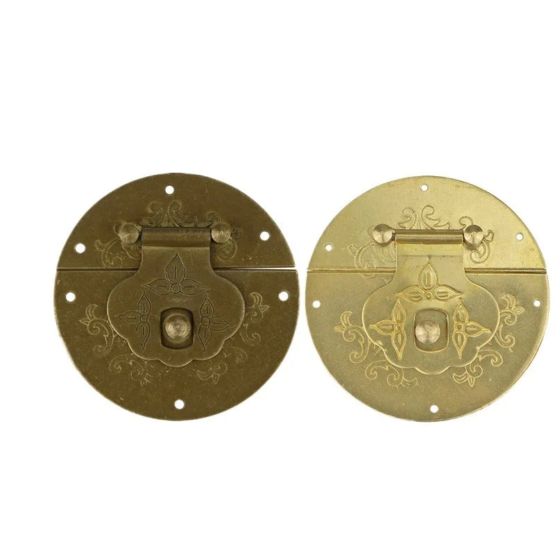Stock Supply Box Accessories 51x 51mm Large Sized Round Shaped Solid Brass Material Antique Jewelry Box Locks