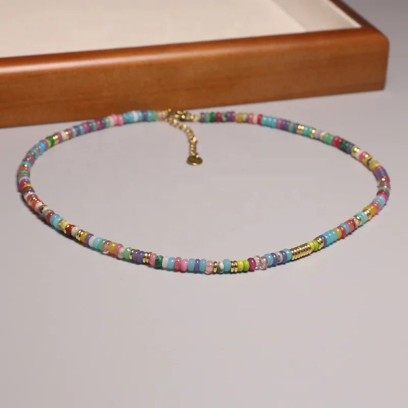Dainty Natural Stone Beaded Necklace Choker for Women Men Boho Tiger Eye Vintage  Healing Stone Energy Fashion Gemstone Jewelry