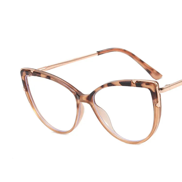2024 Computer Cat Eye Frame Oversized Large Glasses Trendy Spring Leg Blue Light Blocking Fashion Optical Eyeglasses