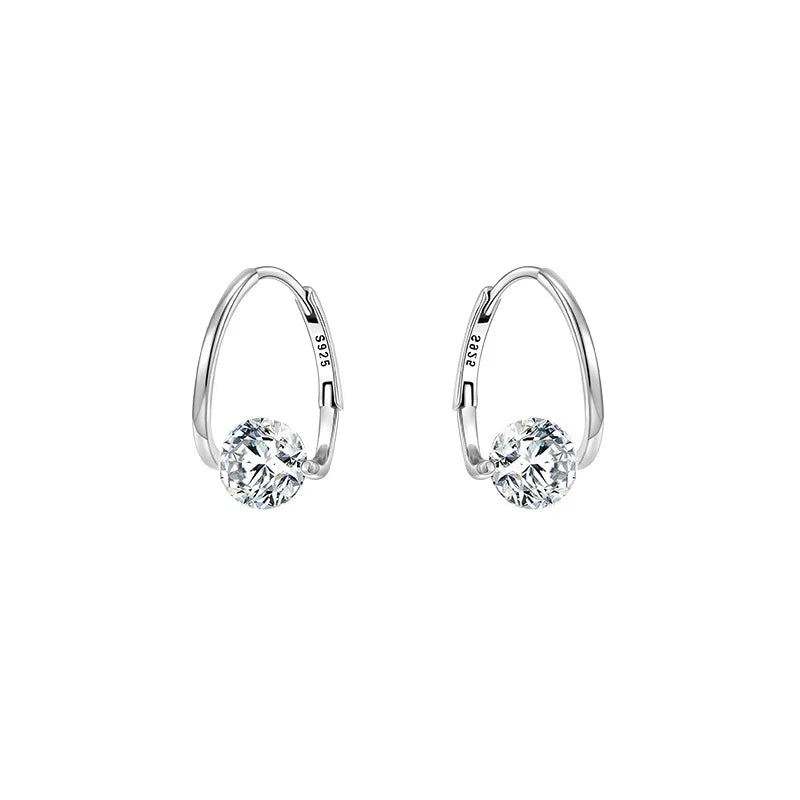 Fashion Earrings Jewelry 925 Sterling Silver Zircon Hoop Earrings Gold Plated Silver Earrings Women