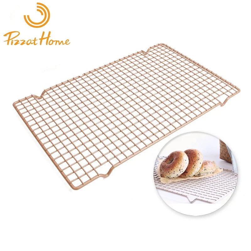 16 Inch Cooling Rack Heavy Duty Carbon Steel Rack Non-Stick Cake Pans Bold Grid Design Rectangle Wire Rack Baking