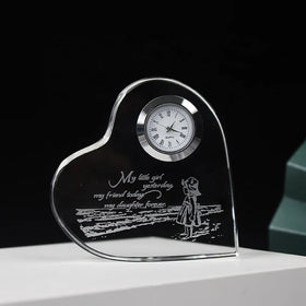Newest Design Heart Crystal Personalized Souvenirs Memoriable Clock Wedding Birthday Anniversary Gifts