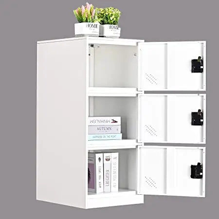 MECOLOR Vertical Single Tier Small Locker with Padlock Latche 2 or 3 Compartment Storage for EmployeeHomeOfficeSchoolKids