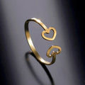 Myshape Minimalist Double Hearts Ring Women Stainless Steel Open Finger Rings 2022 Fashion Jewelry Engagement Gift for Lover