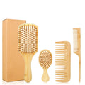 Customized logo Handmade Natural Bamboo Anti-Static Hair Brush Comb Set Eco-friendly for Various Hairstyles for Hotel Use