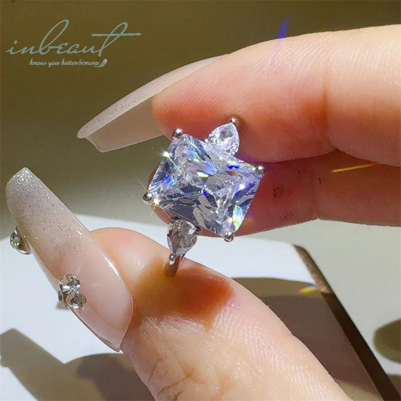 Silver 925 Original 2-3 Carat Brilliant Radiant Cut Diamond Test Past D Color Moissanite Wedding Ring for Women Gemstone Jewelry