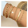 VKME Vintage Gold Plated Star Snake Bone Chain Cuban Chain Bracelet Set Wholesale