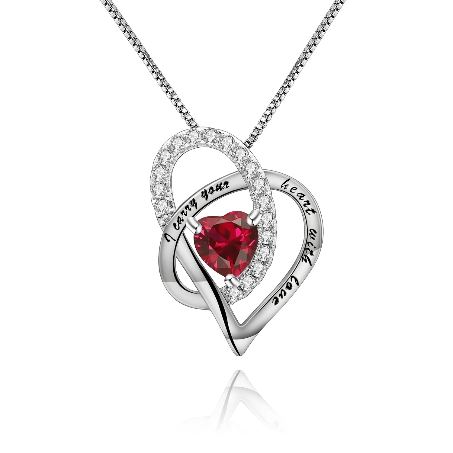 C8961 Abiding Jewelry Dropshipping Cheap Price Lab Created Ruby Gemstone Silver Pendant Necklace