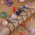 Real Gold Bracelet with Faceted Nugget Stone Beads Healing Crystal Cut Chunky Hand Chain Fashion Summer Jewelry for Wedding Gift