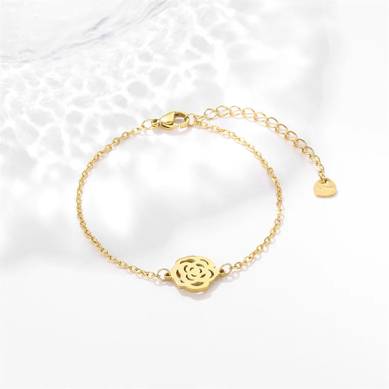 Cheap Stainless Steel Flower Bracelet Personalized Rose Jewelry Female Factory Direct Sales