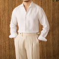 Vintage Linen Men's Casual Shirt Solid Color Long Sleeve Sizes M/L/XL/2XL/3XL Anti-Wrinkle and Soft Comfortable Breathable