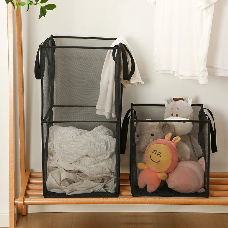 Modern Collapsible Mesh Laundry Hamper Square Shape with Wide Foldable and Space-Saving Design for Laundry Clothes Storage