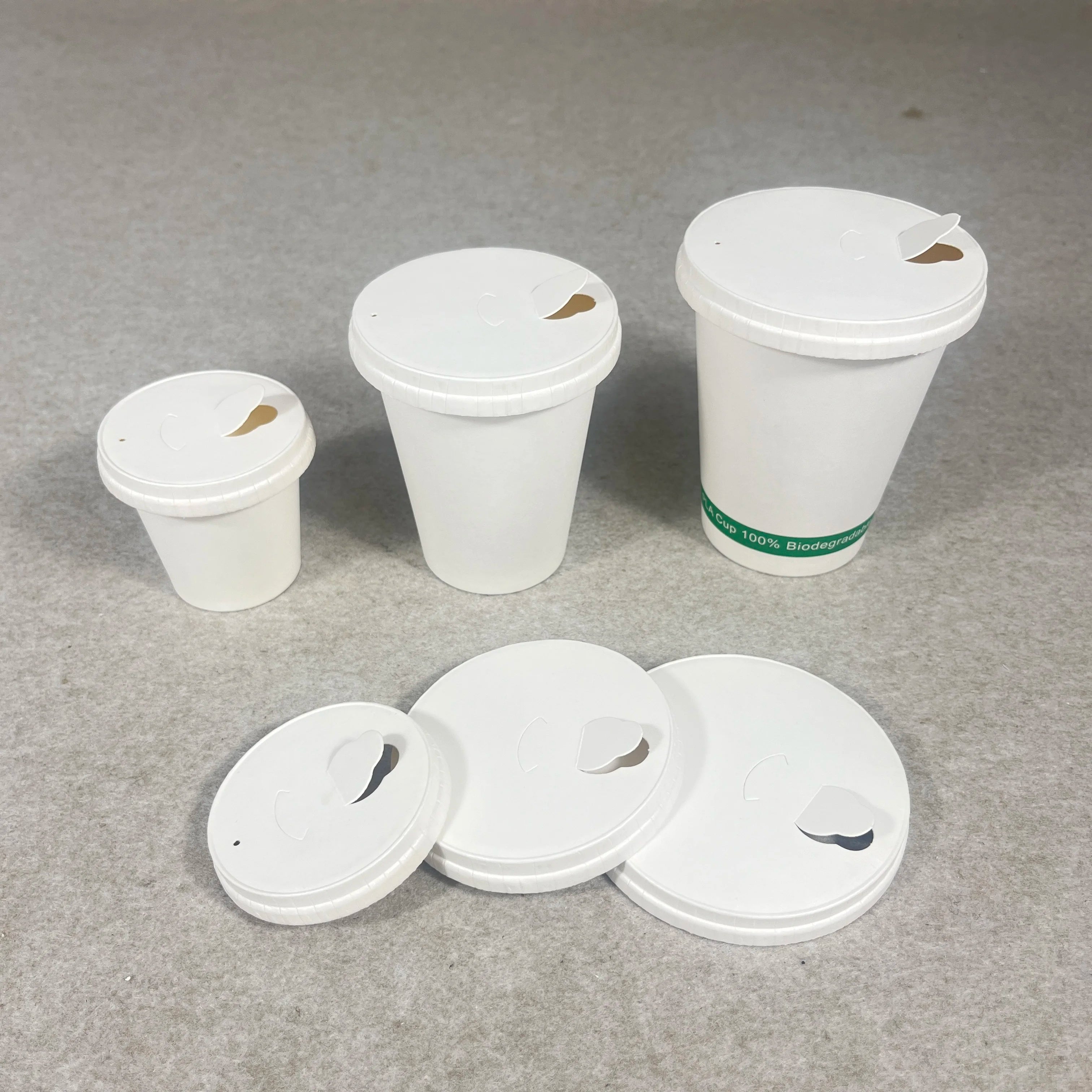 Custom Biodegradable Disposable White Kraft Paper Flip Top Cap Coffee Cups Cover for 4oz 7oz 8oz 10oz 12oz 16oz 20oz Cups