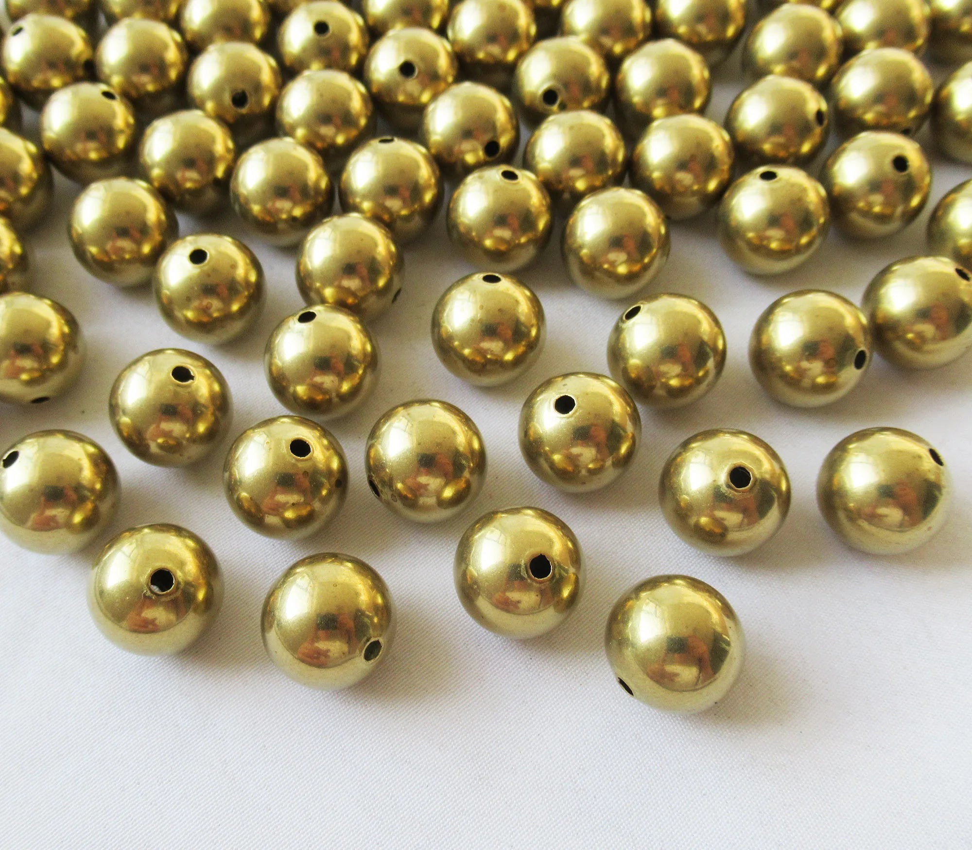 12mm Hollow Brass Beads 2mm Hole Round Ball Spacers