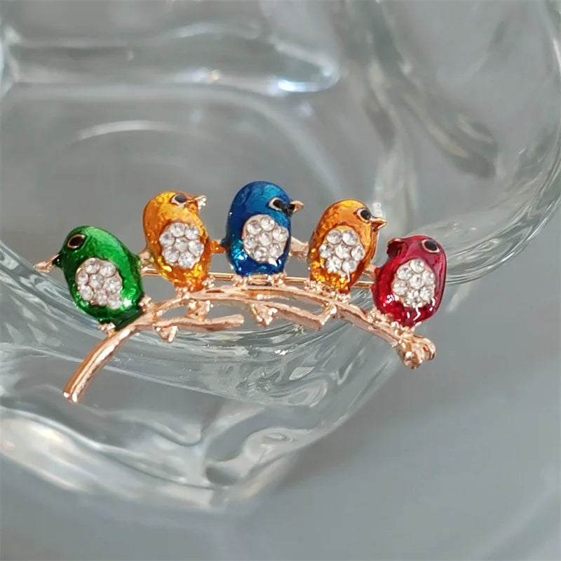 Enamel Drop Oil Colored Glaze Inlaid Animal Silk Scarf Buckle Cartoon Cute Bird Brooch
