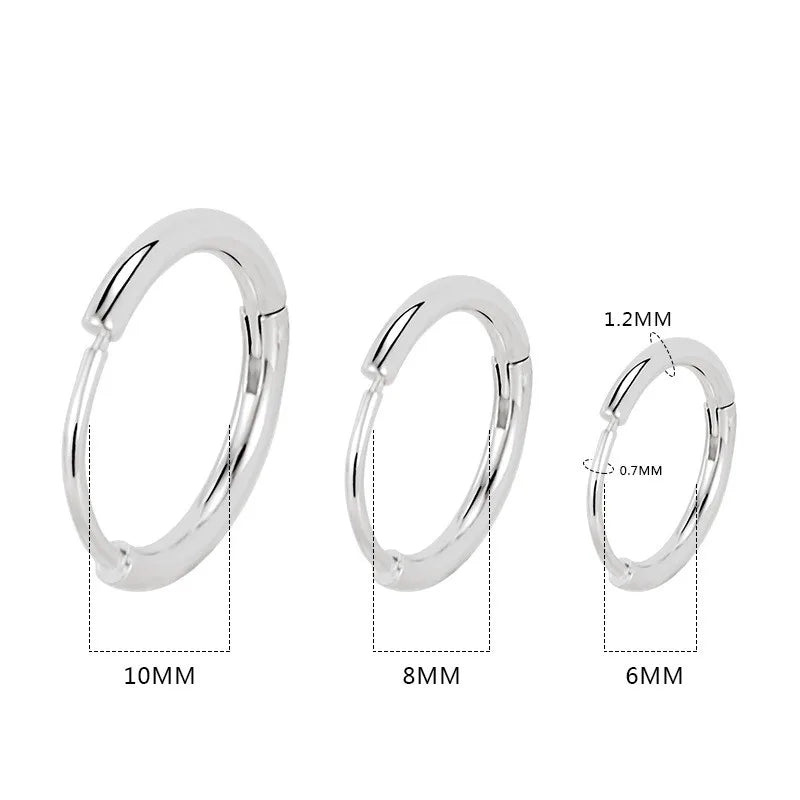 Fashion 1.2mm Circle Small Hoop Earrings Geometric Round Stainless Steel Huggie Earring for Women